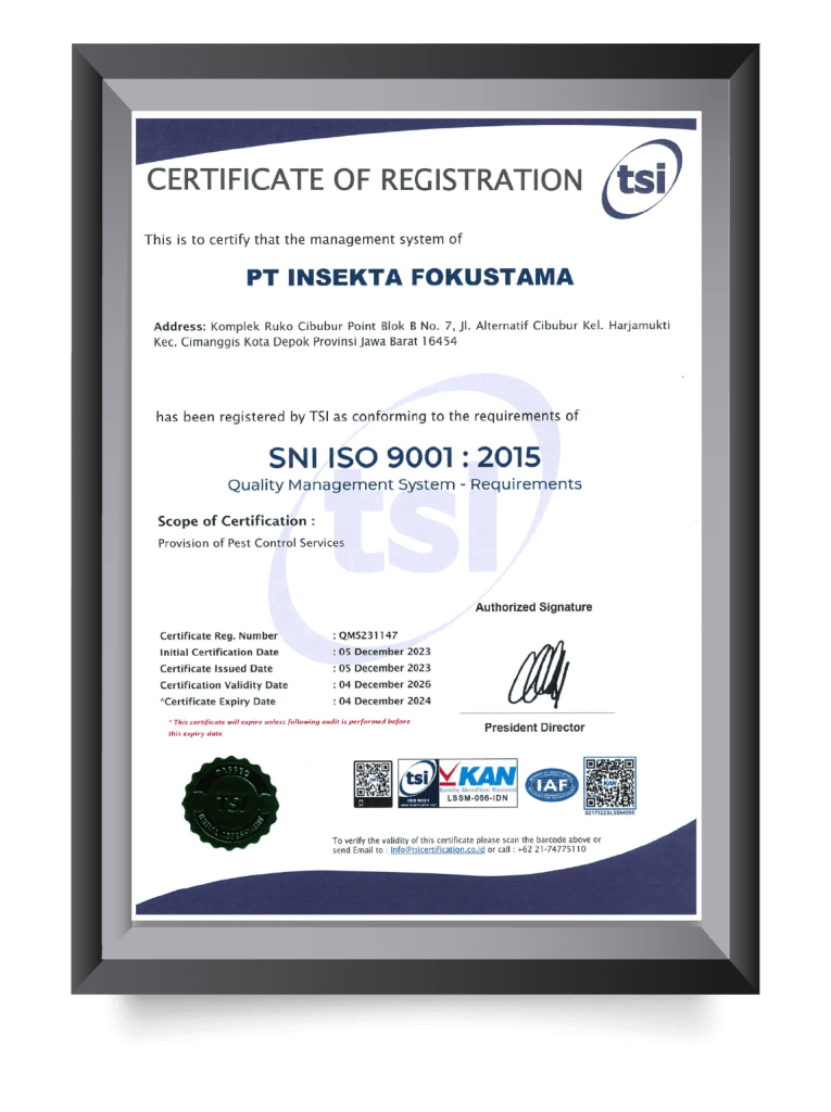 Sertifikasi ISO 9001 Insekta